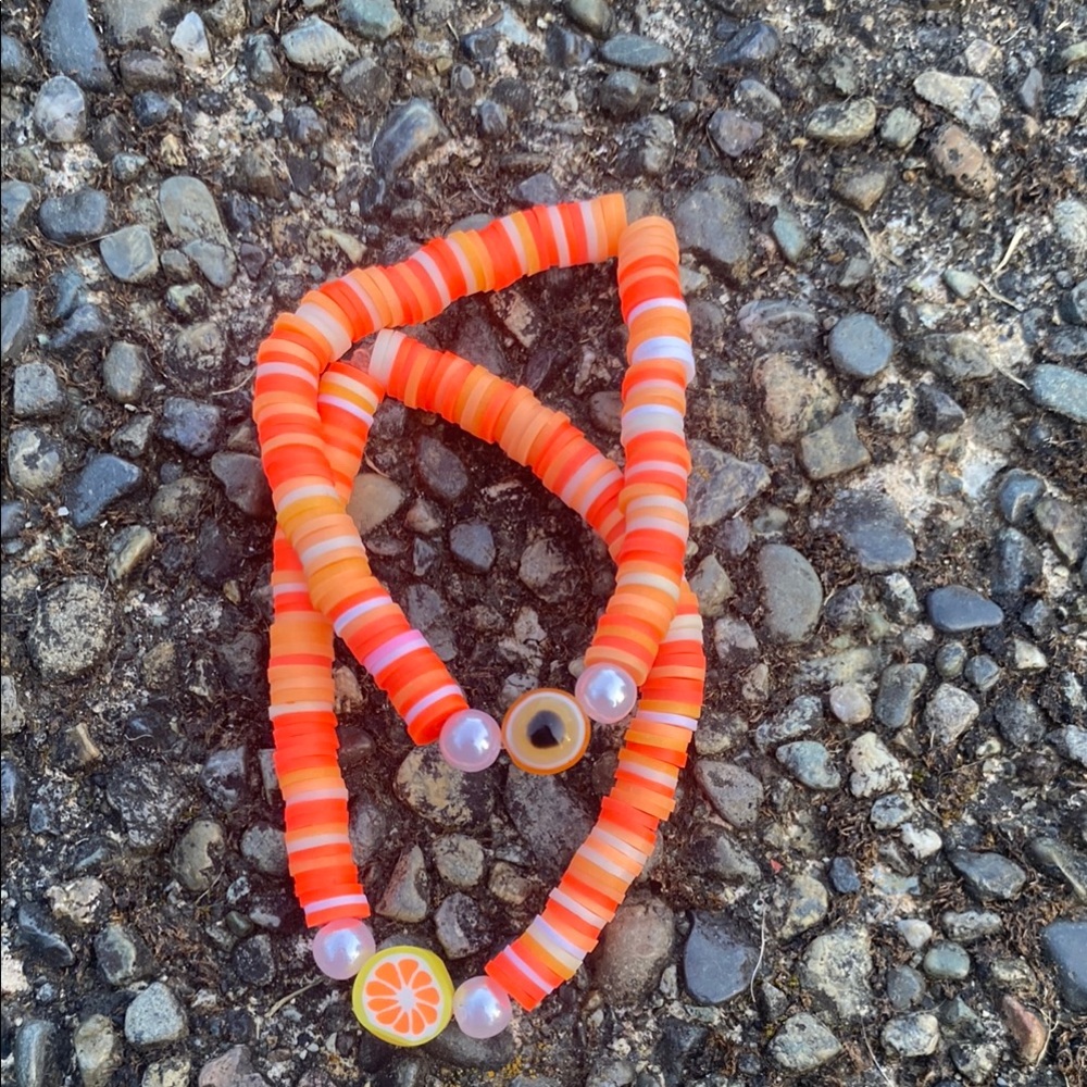 Vibrant Orange Beaded Kids Necklace